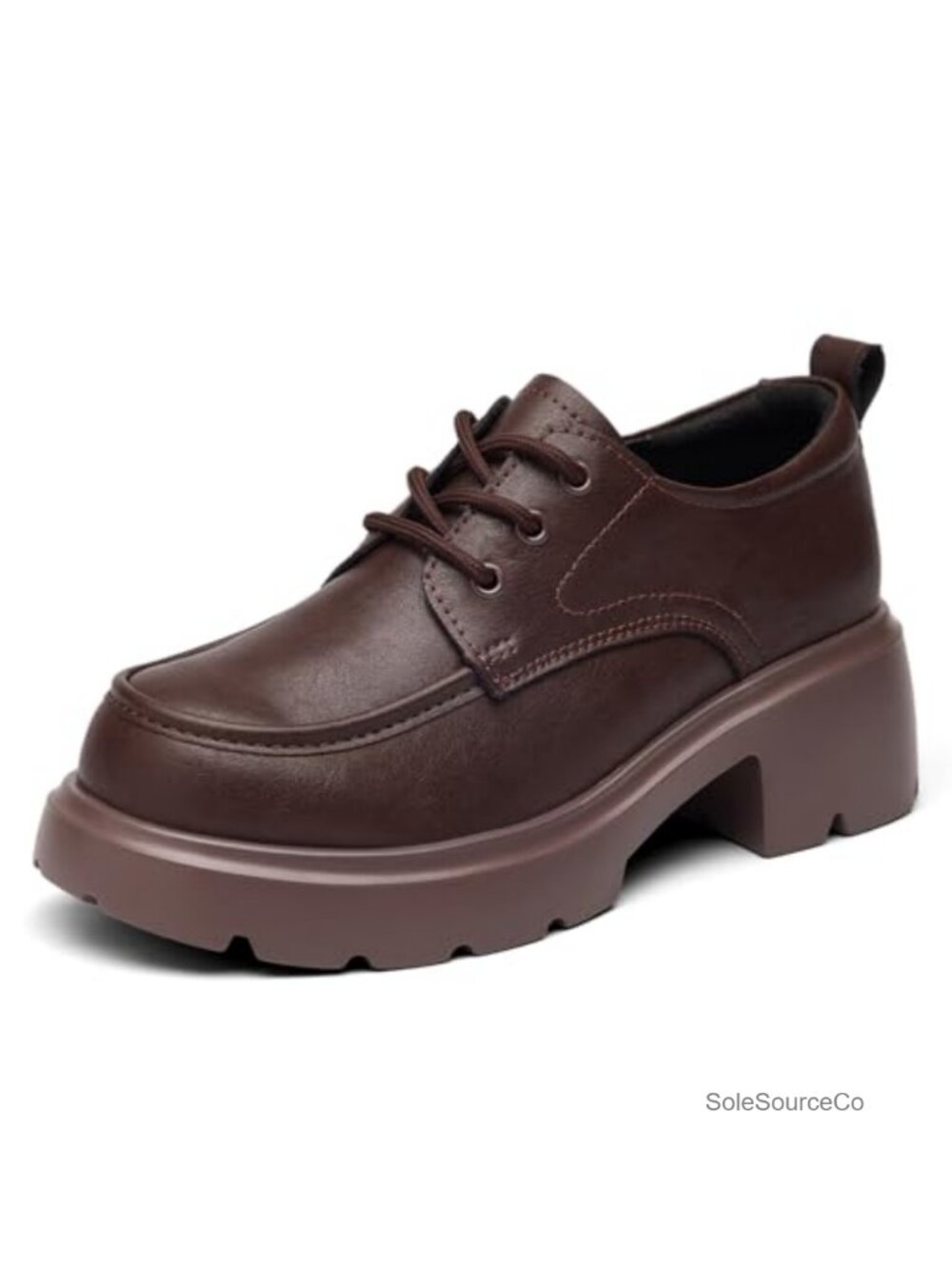 Women's Chunky Platform Oxford Lace Up Comfort Leather Work Shoes